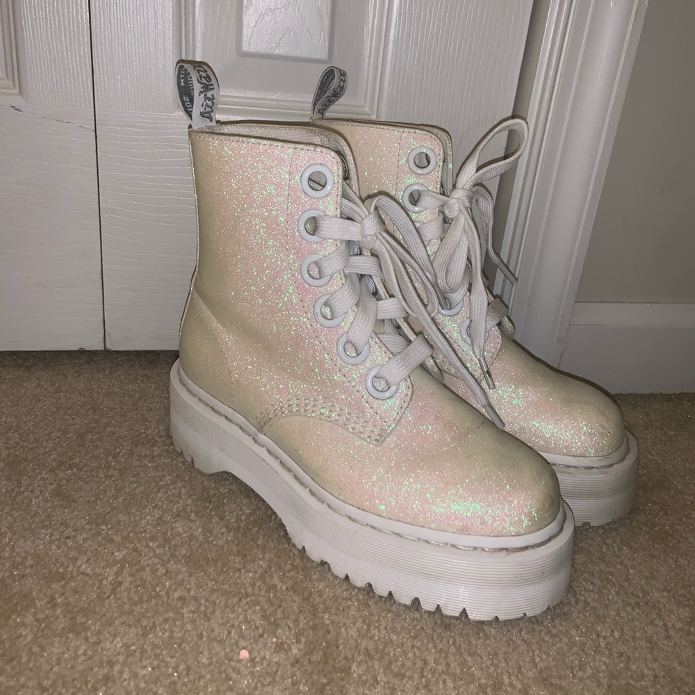 Dr Martens Molly Glitter Boots White